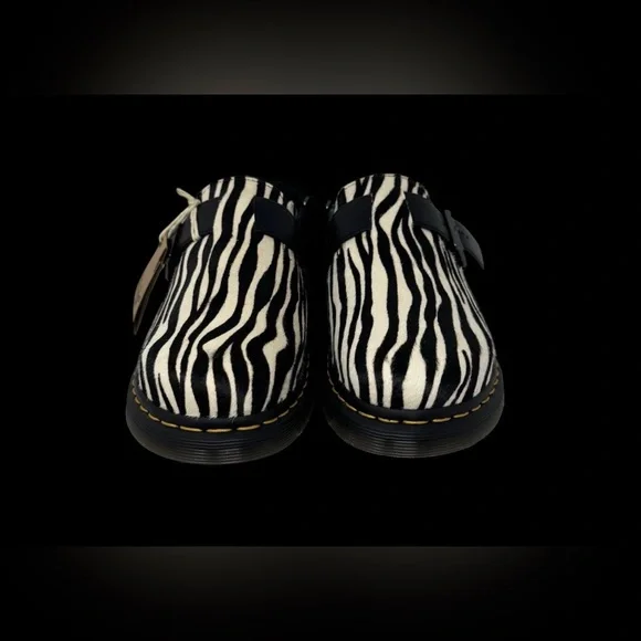 NWT Dr. Martens Jorge II cow hair upper slingback zebra black white USMen 11 W12 - Picture 3 of 9